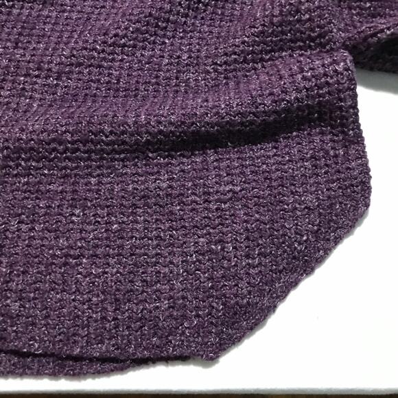 Free People S wool blend shaker knit purple sweater asymmetrical hem oversized - Picture 8 of 8